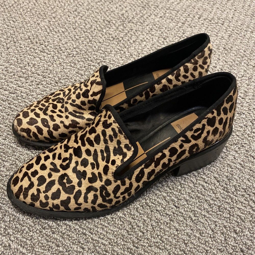 Dolce Vita Shoes Womens 6 Leopard Cheetah Calf hair Loafer Chunky Heel Y2K 90s